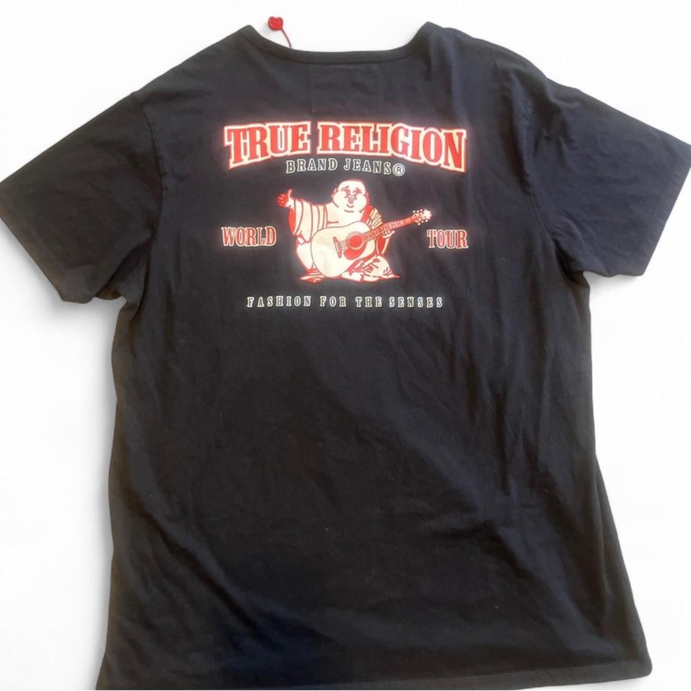 True Religion Black‎ Short-Sleeve Graphic Back Logo Tee with Red Accent